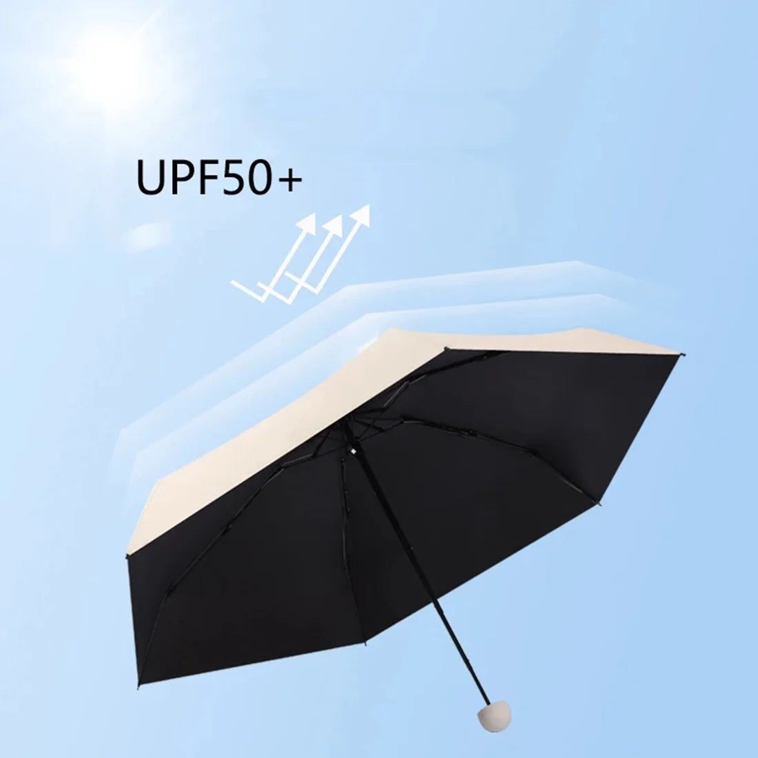 Mini Capsule Umbrella Parasol Anti-Uv Black Coating Pocket Umbrella for Sun and Rain Outdoor Travel Parasol Pink 6 Ribs