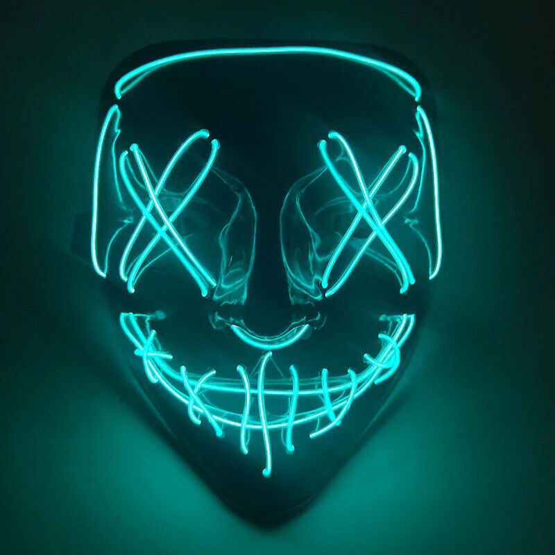 Halloween LED Mask Clubbing Light up Costume Rave Cosplay Party Purge 3 Modes